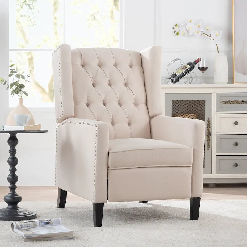 Fauteuil inclinable manuel en tissu (rouge lie-de-vin / beige / noir / gris / bleu) avec position chaise longue, 1 place