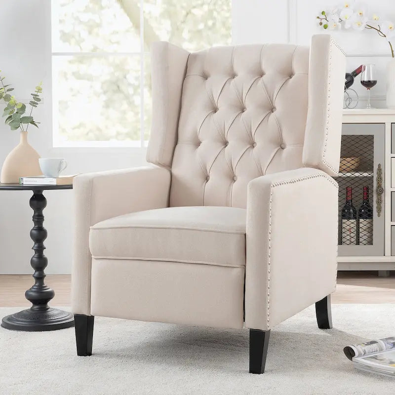 Fauteuil inclinable manuel en tissu (rouge lie-de-vin / beige / noir / gris / bleu) avec position chaise longue, 1 place