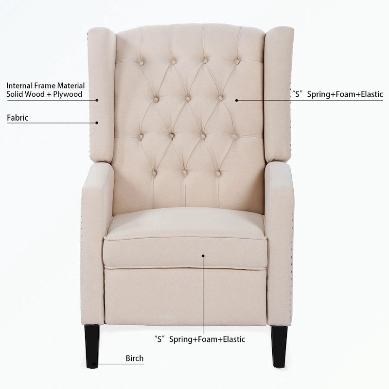 Fauteuil inclinable manuel en tissu (rouge lie-de-vin / beige / noir / gris / bleu) avec position chaise longue, 1 place