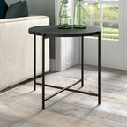 Table d'appoint ronde en bronze noirci avec plateau en MDF, assemblage par 1 personne
