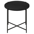 Table d'appoint ronde en bronze noirci avec plateau en MDF, assemblage par 1 personne
