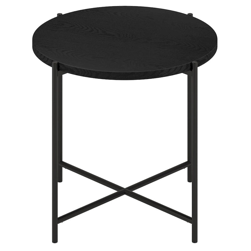 Table d'appoint ronde en bronze noirci avec plateau en MDF, assemblage par 1 personne
