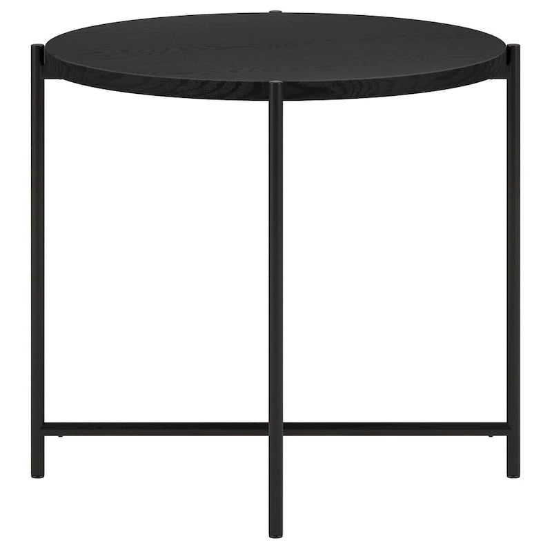 Table d'appoint ronde en bronze noirci avec plateau en MDF, assemblage par 1 personne