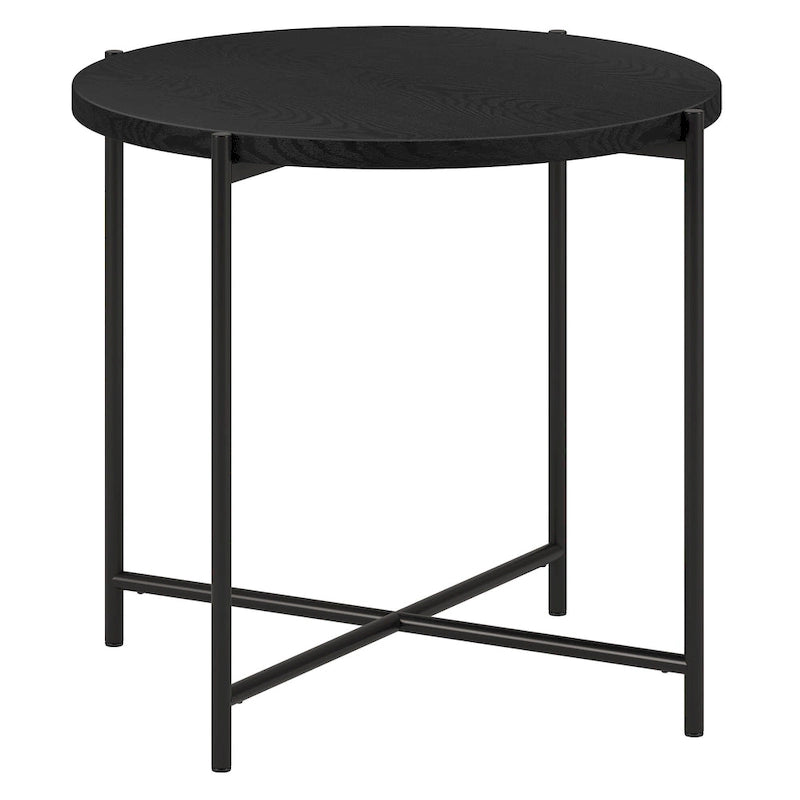 Table d'appoint ronde en bronze noirci avec plateau en MDF, assemblage par 1 personne
