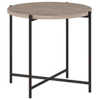 Table d'appoint ronde en bronze noirci avec plateau en MDF, assemblage par 1 personne