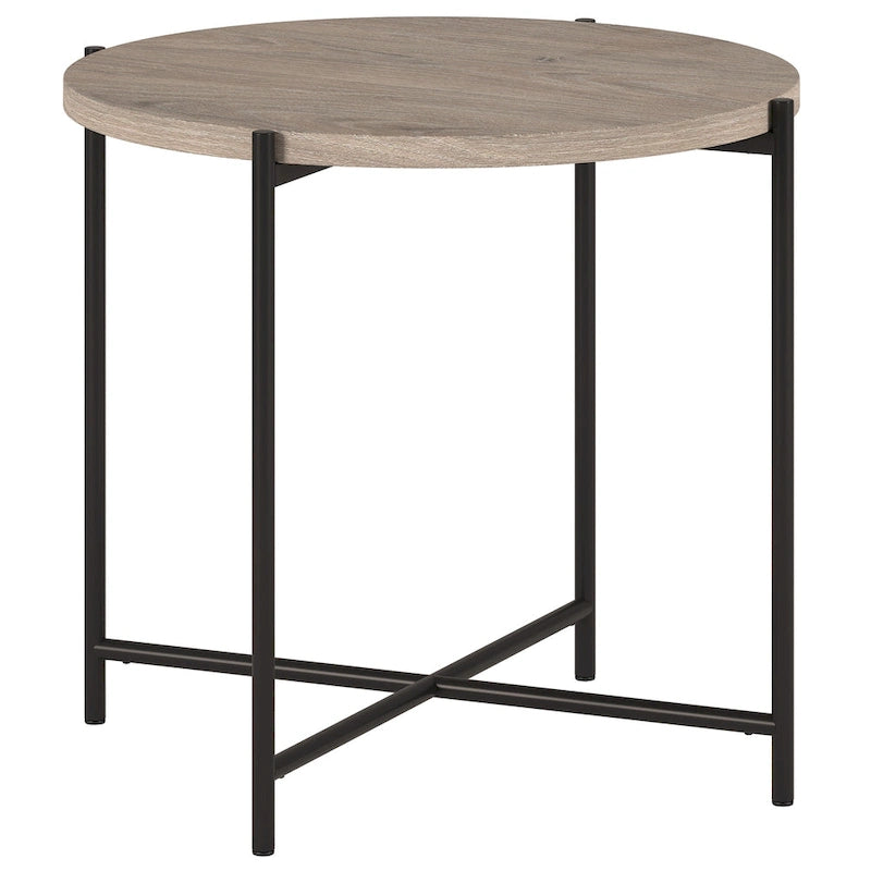 Table d'appoint ronde en bronze noirci avec plateau en MDF, assemblage par 1 personne