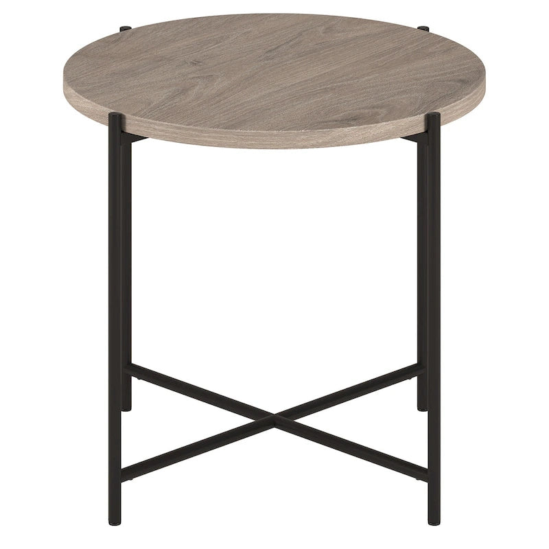 Table d'appoint ronde en bronze noirci avec plateau en MDF, assemblage par 1 personne