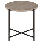 Table d'appoint ronde en bronze noirci avec plateau en MDF, assemblage par 1 personne