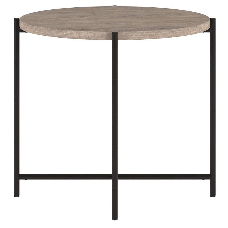 Table d'appoint ronde en bronze noirci avec plateau en MDF, assemblage par 1 personne
