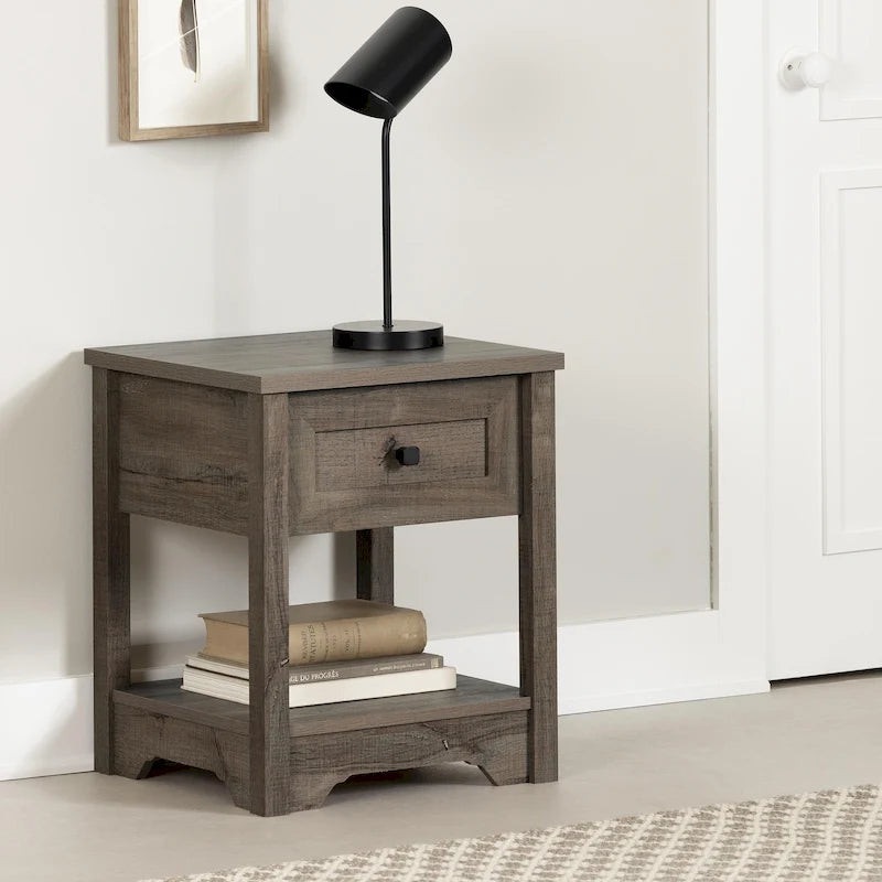 Table d'appoint de style shaker avec tiroir et étagère inférieure, montage par 1 personne
