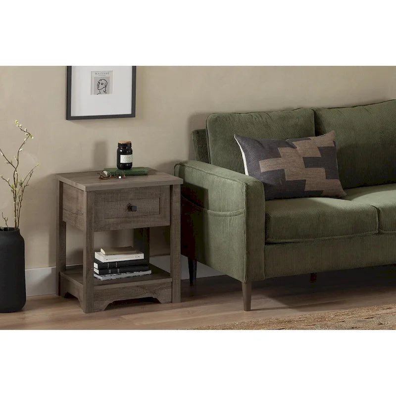Table d'appoint de style shaker avec tiroir et étagère inférieure, montage par 1 personne