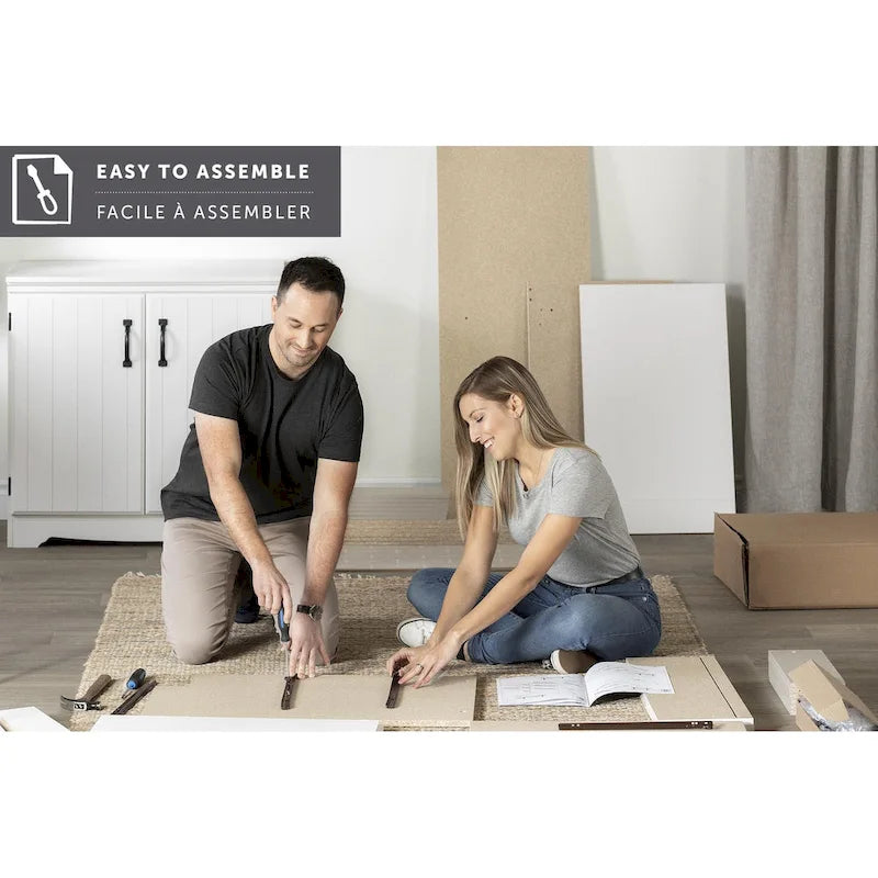 Table d'appoint de style shaker avec tiroir et étagère inférieure, montage par 1 personne