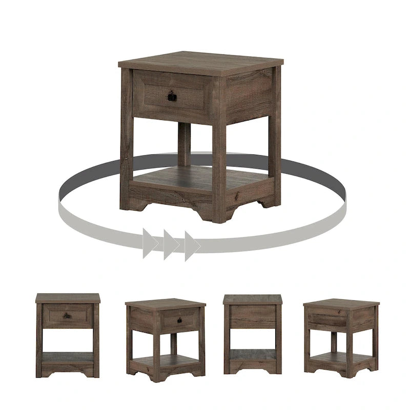 Table d'appoint de style shaker avec tiroir et étagère inférieure, montage par 1 personne