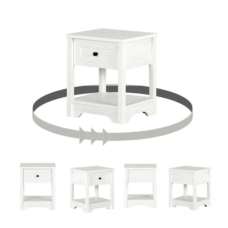 Table d'appoint de style shaker avec tiroir et étagère inférieure, montage par 1 personne