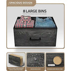 Commode à 8 tiroirs en tissu gris bois avec cadre en acier et tiroirs pliables, assemblage par 1 personne