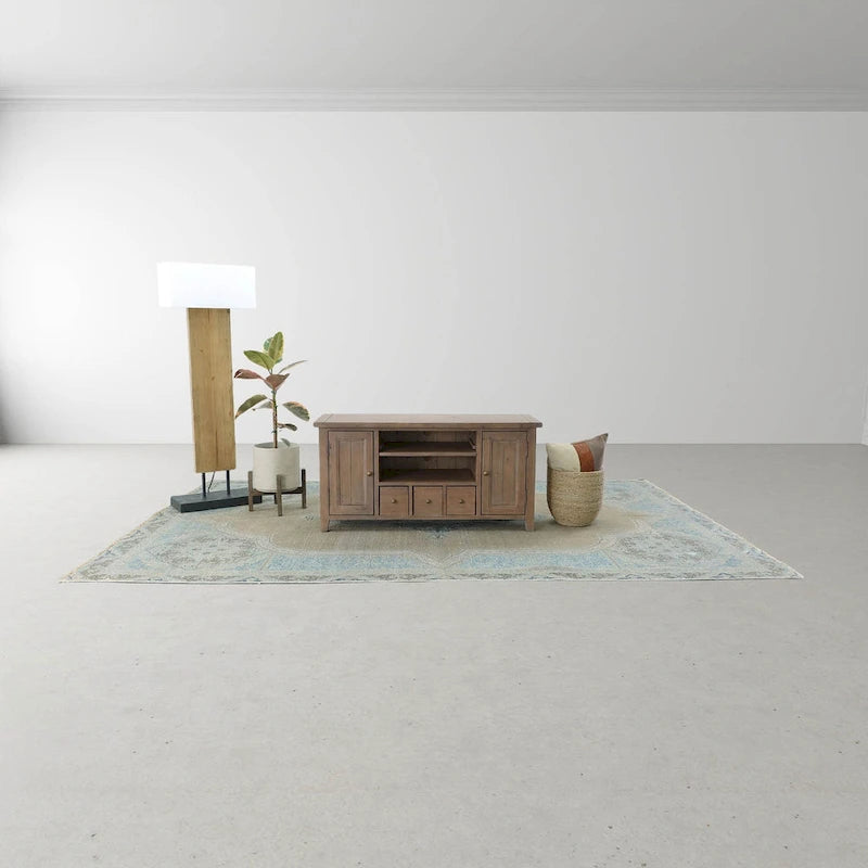 47  Wide Small Media Unit, Light Brown