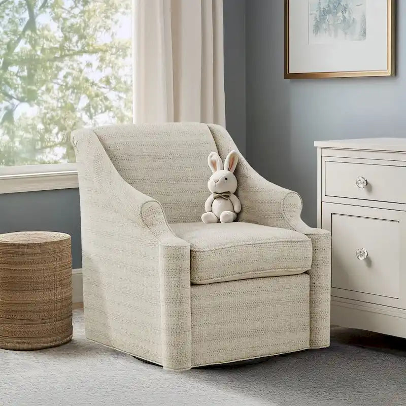 Fauteuil inclinable pivotant Jacquard sable à 360° avec base en métal noir, 1 place