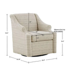 Fauteuil inclinable pivotant Jacquard sable à 360° avec base en métal noir, 1 place