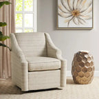 Fauteuil inclinable pivotant Jacquard sable à 360° avec base en métal noir, 1 place