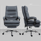 Fauteuil de bureau massant inclinable en microfibre blanc crème avec chauffage et repose-pieds, 1 place