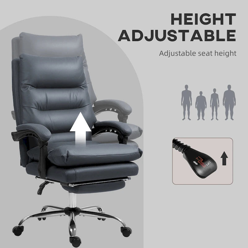 Fauteuil de bureau massant inclinable en microfibre blanc crème avec chauffage et repose-pieds, 1 place