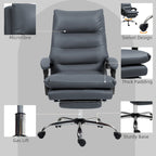 Fauteuil de bureau massant inclinable en microfibre blanc crème avec chauffage et repose-pieds, 1 place