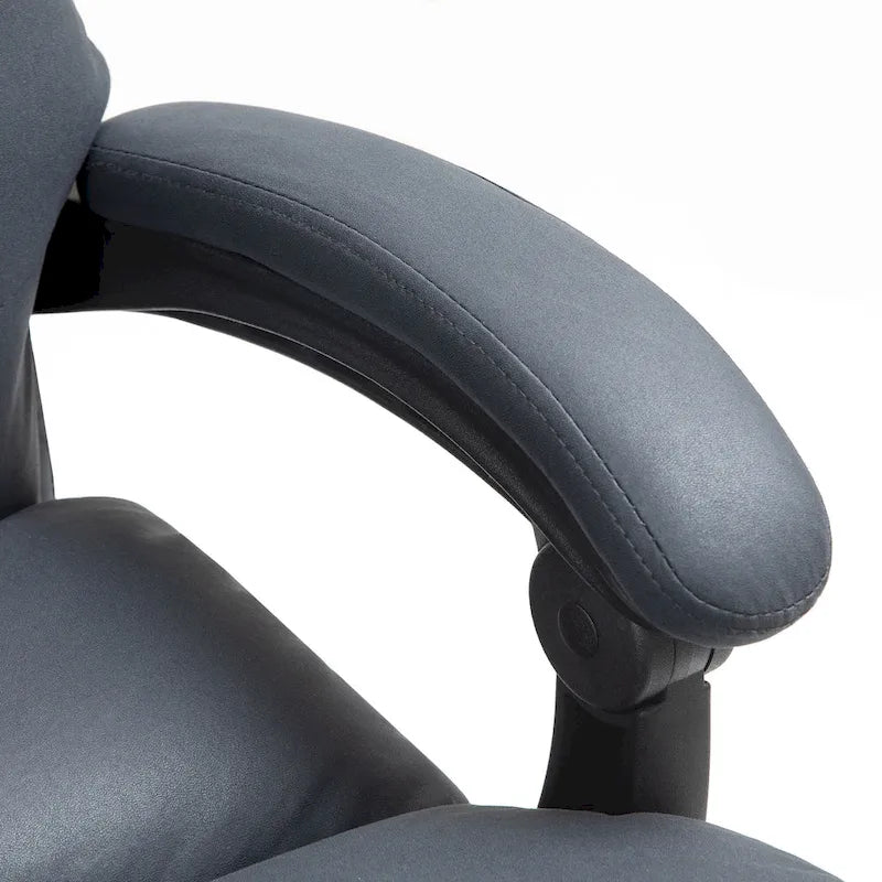Fauteuil de bureau massant inclinable en microfibre blanc crème avec chauffage et repose-pieds, 1 place