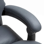Fauteuil de bureau massant inclinable en microfibre blanc crème avec chauffage et repose-pieds, 1 place