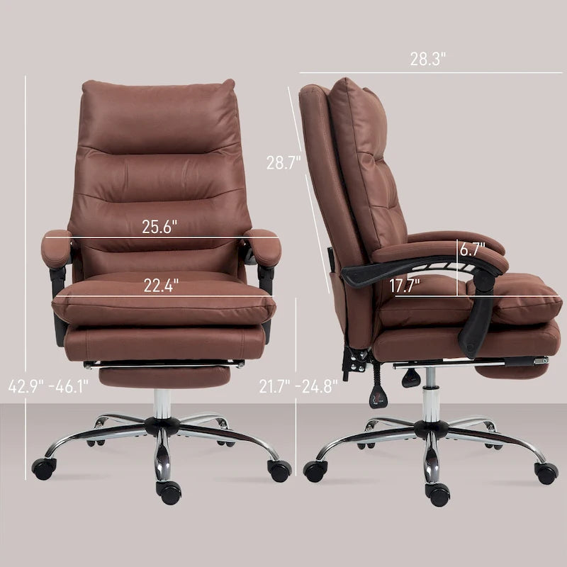 Fauteuil de bureau massant inclinable en microfibre blanc crème avec chauffage et repose-pieds, 1 place