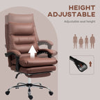 Fauteuil de bureau massant inclinable en microfibre blanc crème avec chauffage et repose-pieds, 1 place