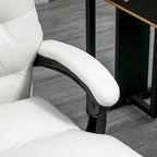 Fauteuil de bureau massant inclinable en microfibre blanc crème avec chauffage et repose-pieds, 1 place
