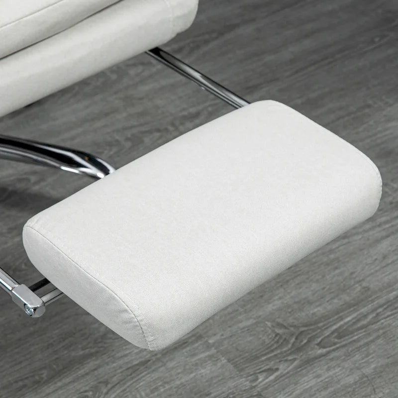 Fauteuil de bureau massant inclinable en microfibre blanc crème avec chauffage et repose-pieds, 1 place