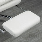 Fauteuil de bureau massant inclinable en microfibre blanc crème avec chauffage et repose-pieds, 1 place