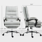 Fauteuil de bureau massant inclinable en microfibre blanc crème avec chauffage et repose-pieds, 1 place