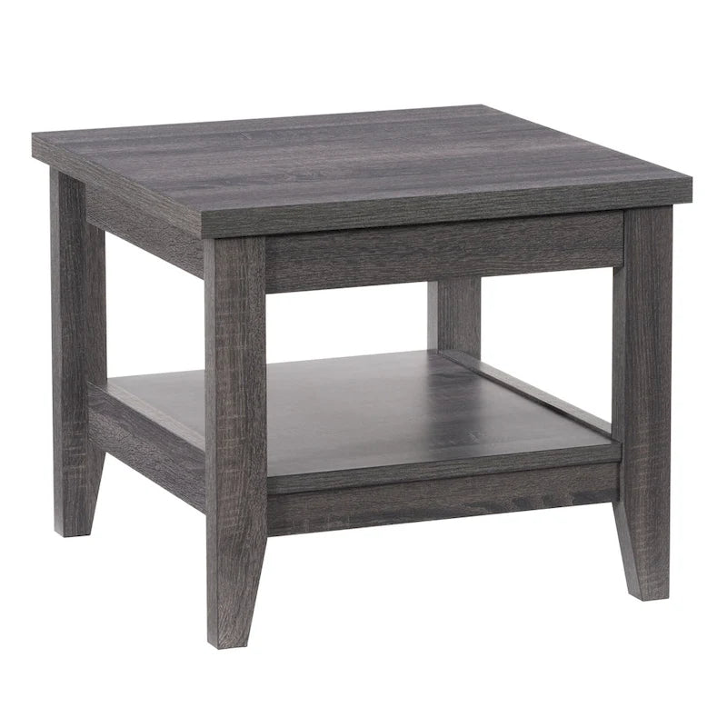 Table d'appoint gris foncé avec étagère inférieure, plateau en MDF, assemblage par 1 personne