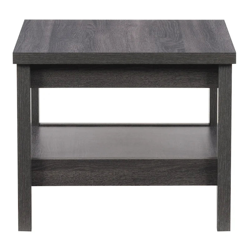 Table d'appoint gris foncé avec étagère inférieure, plateau en MDF, assemblage par 1 personne