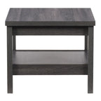 Table d'appoint gris foncé avec étagère inférieure, plateau en MDF, assemblage par 1 personne