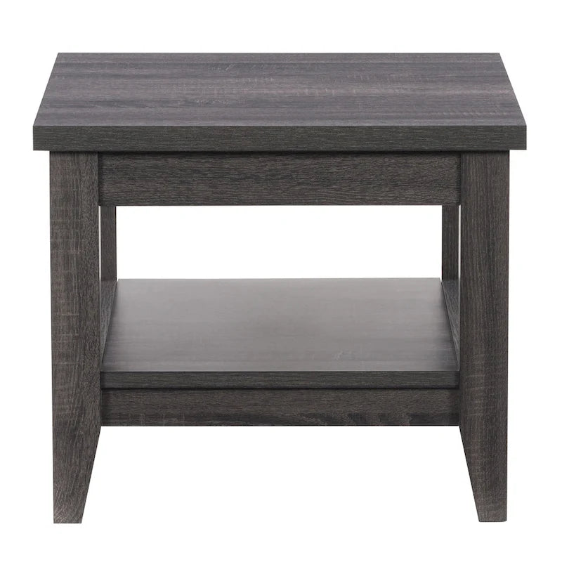 Table d'appoint gris foncé avec étagère inférieure, plateau en MDF, assemblage par 1 personne