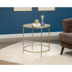 Table d'appoint ronde dorée avec plateau en verre trempé, montage par 1 personne