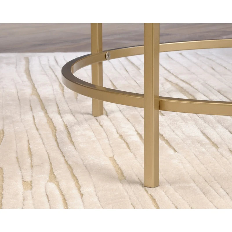 Table d'appoint ronde dorée avec plateau en verre trempé, montage par 1 personne