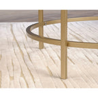 Table d'appoint ronde dorée avec plateau en verre trempé, montage par 1 personne