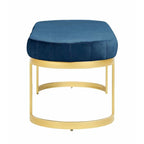 Banc 2 places en velours bleu avec pieds en métal