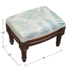 Repose-pieds en lin imprimé aqua avec cadre en bois teinté, aucun assemblage requis