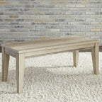 Banc en bois d'hévéa couleur grès avec pieds fuselés et double moulure à boules, 2 places