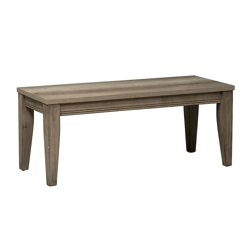 Banc en bois d'hévéa couleur grès avec pieds fuselés et double moulure à boules, 2 places