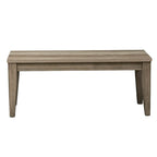 Banc en bois d'hévéa couleur grès avec pieds fuselés et double moulure à boules, 2 places