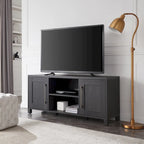 Meuble TV multicolore de 58 po avec 2 armoires fermées et 6 tablettes, assemblage par 1 personne