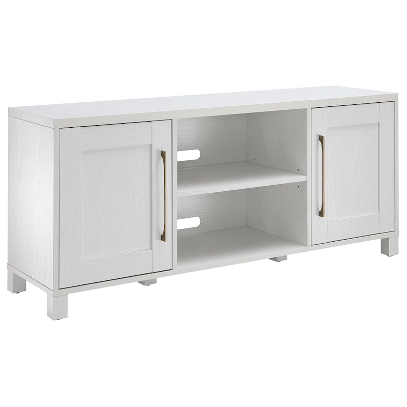 Meuble TV multicolore de 58 po avec 2 armoires fermées et 6 tablettes, assemblage par 1 personne