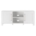 Meuble TV multicolore de 58 po avec 2 armoires fermées et 6 tablettes, assemblage par 1 personne