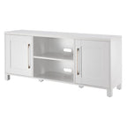 Meuble TV multicolore de 58 po avec 2 armoires fermées et 6 tablettes, assemblage par 1 personne